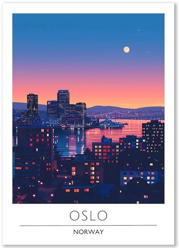Happymotive Oslo Poster Deko Schlafzimmer | Wanddeko & Wandbilder Wohnzimmer | Aesthetic Room Decor | Bilder als Kunstdrucke in A2 40x60, A3 30x40, A4 20x30 300g Papier ohne Rahmen
