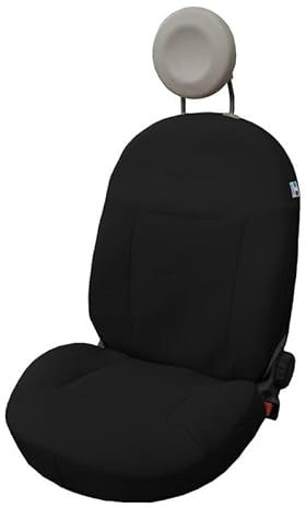 Italfodere - Coppia di Coprisedili Auto anteriori - Compatibili con Fiat 500 dal 2007 In poi- Fatti a Mano - Cotone - Gommapiuma e Poliestere - Accessori Auto Interno - Made in Italy - Diger Nero