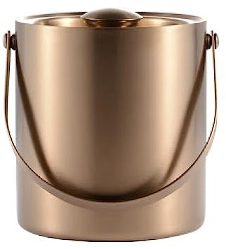 Ice Bucket 2L Metal Ice Buckets Double Wall Ice Bucket with Lid and Comfortable Handle, Stainless Steel Insulated Ice Bucket, for Cocktail Bar, Wine, Parties, Champagne Bucket, Rose Gold Beverage Tub