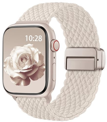 Braided Bands for Apple Watch Straps 40mm 41mm 38mm 42mm 44mm 45mm 46mm 49mm Women Men,Breathable Stretchy Elastic Sport Loop for iWatch Straps Series 10 9 8 7 6 5 4 3 2 1 SE Ultra,Magnetic Buckle