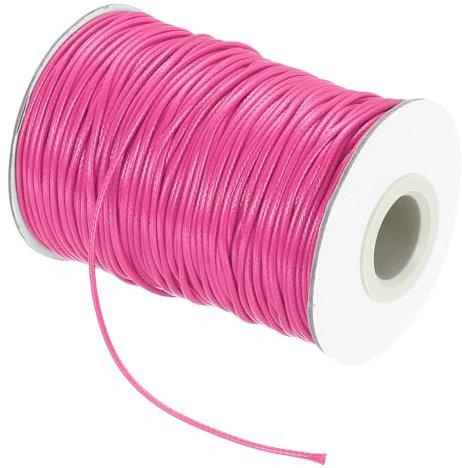 sourcing map Cordon en cuir ciré – 1,5 mm – Pour la fabrication de bracelets, colliers, perles, bijoux et loisirs créatifs (Rose foncé)