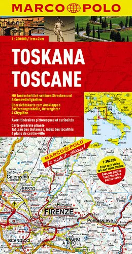 MARCO POLO Karte Toskana 1:200.000: Mit landschaftlich schönen Strecken und Sehenswürdigkeiten. Übersichtskarte zum Ausklappen, Entfernungstabelle, ... 4 Citypläne (MARCO POLO Karten 1:200.000)