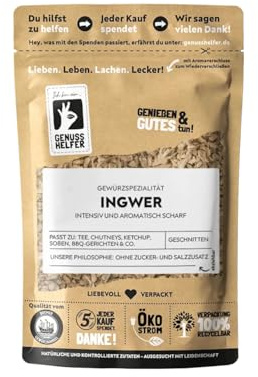 Bremer Gewürzhandel Ingwer, geschnitten, aromatisch scharf, getrockneter Ingwer für Tee & zum Kochen, 10 x 50g