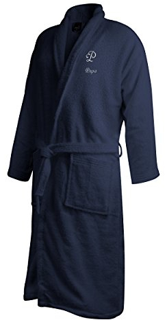 printplanet Bademantel mit Namen Papa Bestickt - Initialien und Name als Monogramm-Stick - Blau XL/XXL