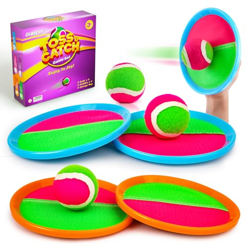 Toss and Catch Ball Game Set - Outdoor & Indoor Activity Toys for Kids - Sticky Paddle Ball Toy for Boys Girls 3 4 5 6 7 8-12 Year Old - Great Games for Beach Pool Yard - Easter Basket Stuffers Gifts
