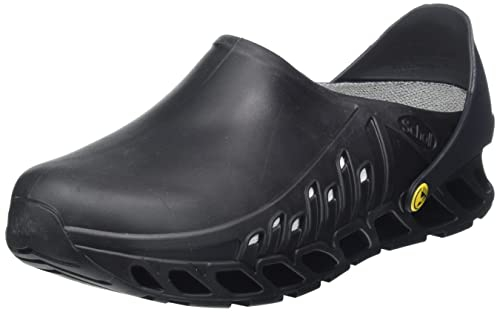 Scholl Evoflex - Zoccoli Unisex - Zoccoli sanitari con cinturino e plantare anatomico - Calzature Ospedaliere Nero- Antistatico e antiscivolo
