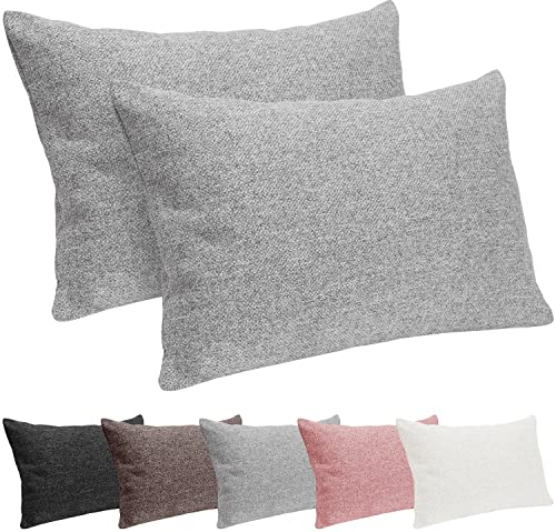 Selfitex 2er Set 40x60 cm, Sofakissen mit Füllung und Bezug, Dekokissen, Kopfkissen mit weicher Kissenfüllung, stilvolle Kissen Deko, robuster Polsterstoff, hochwertiges Couch Kissen (Grau)