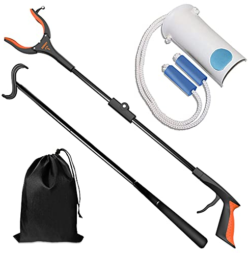 Kekoy 5 in 1 Hip Knee Back Replacement Recovery Kit with 32 Foldable Reacher Grabber, Sock Aid, 35 Long Shoe Horn & Dressing Stick, Storage Bag, Portable Mobility Tools