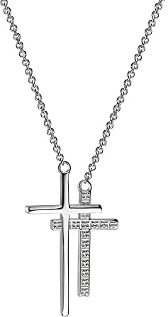 Kreuzkette Doppelkreuz 925 Silber Kreuzanhänger an Kette - Kettenlänge 45 cm