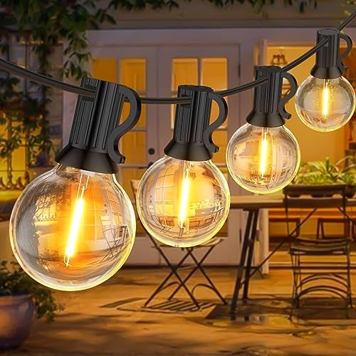 SUWIN 120FT Outdoor String Lights, G40 LED Festoon Lights Outdoor, IP45 Waterproof Globe Garden Lights with 60+2 Bulbs, 2700K Outside Patio String Lights for Décor Cafe Party