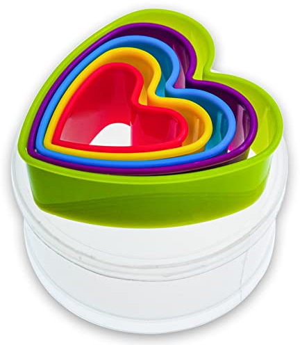 5 Stück Herz-Ausstechformen Anzug, Valentinstag-Plätzchen-Backform, verschiedene Größen, herzförmig, Sandwich-Fudge-Kuchenschneide-Set, Valentinstag, Hochzeit, Brautdusche (zufällige Farbe)