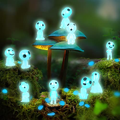 10 Piezas Princesa Mononoke Kodama Con 15 Piedras Luminosas Jardín Luminoso árbol Elfos Figura Rboles de La Princesa Mononoke Para Decoraciones Interiores y Patio Exteriores Del Hogar Y El Jardín