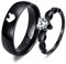 2 Trauringe, Eheringe Schwarz Ringe Set Schwarz Ring mit Herz aus Edelstahl mit Zirkonia Paar Ringe Valentinstag Schmuck