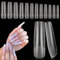 Deciniee Faux Ongles Transparents, 240 Pièces Acrylique Français Demi Couverture Forme de Cercueil, 12 Tailles Demi Couverture Professionnelle Sans Pli Kit D'extension D'ongles Pour Nail Art