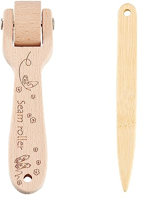 FINGERINSPIRE Nahtroller Aus Holz Schneiderklöppel Nahtglättungswerkzeug Zubehör Mit 2 Stück Bambus Spitzendreher Quilt Nahtroller Nähroller Werkzeuge Zum Nähen von Drucktapeten Heimdekoration