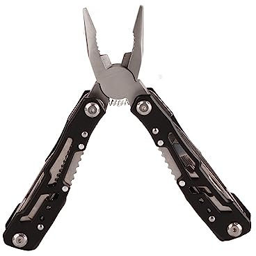Multi Function Folding Tool Pliers with Safety Lock, Corrosion Resistant Stainless Steel, Portable for Outdoor Camping, Black