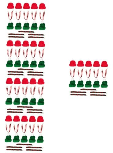 Gadpiparty 100 Stk Mini-mütze Mini-weihnachtsmütze Und Schal Kleine Weihnachtsmütze Lutscher Top Wraps Topper Weihnachtsmütze Flaschen Abdeckung Hühnerhut Strickgarn Puppe Baby Partybedarf