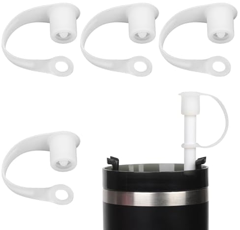 XIHIRCD 4pcs Straw Covers for Stanley Cup, Reusable Silicone Straw Stopper Cap Spill Dust Proof Tumbler Seal Fingerprint Style Straw Toppers 6-10mm in Diameter Straw Accessories Protector(Clear)