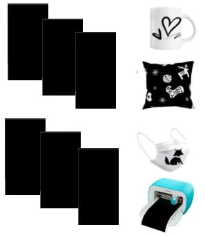 Occzin Infusible Transfer Ink Sheets für Cricut Joy 6 Stück/Set Schwarz Infusible Ink Folie 11.5x30.5cm Sublimation Papier Sublimationstintenblatt für Wärmepressmaschine für DIY T-Shirt, Tasse, Canvas