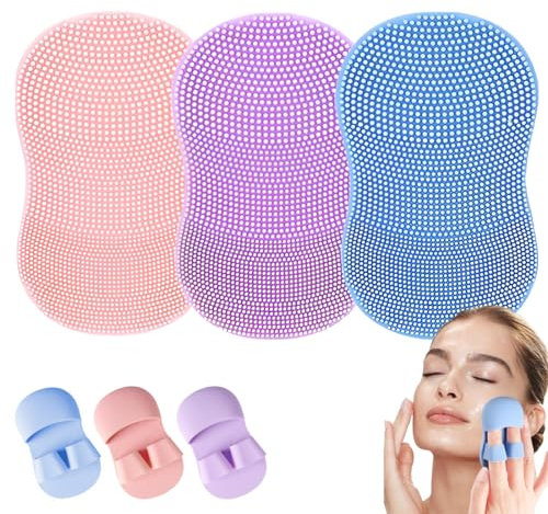 Cepillo de Limpieza Facial de Silicona, Paquete de 3 cepillos de limpieza facial manual,Cepillo Limpiador de Maquillaje, Almohadilla de Limpieza,Exfoliante Facial para Niñas Hermanas Mejores Amigas