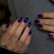 Deep Blue False Nails Short Oval, SXVME Simple Acrylic Press on Nails Short, Blue Fake Nails Short, Natural Glue on Nails Short Almond, Solid Gel Full Cover Stick On Nails For Women Daily Wear