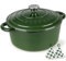 Overmont 26cm/5.2L Enamelled Cast Iron Round Casserole Dish With Lid,5.5QT, Cookbook -Non-stick Dutch Oven for Braising, Stews, Roasting, Bread Baking - Highlighter green