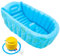 Bañera hinchable plegable con bomba de aire, 90 x 55 x 30 cm, bañera para bebés con columnas antideslizantes, inflable para recién nacidos (azul)
