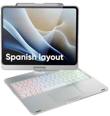 doqo Funda Teclado iPad Air 13 & Pro 13/12,9 con Trackpad Rotación 360°