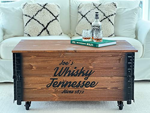 Uncle Joe's Table Basse Coffre en Bois Table d'appoint Vintage Style Shabby Chic Bois Massif Noyer