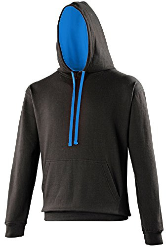 AWDis Men's Varsity Hoodie, Multicoloured (Jet Black/Kelly), Large