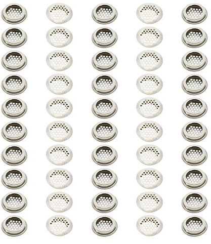 Saim Stainless Steel Air Vent Louver 35mm Bottom Diameter Slope Round Perforated Mesh Cabine Cupboard Hole Air Vent Cover Louver for Kitchen, Cupboards, Garderobe, 50 Pcs