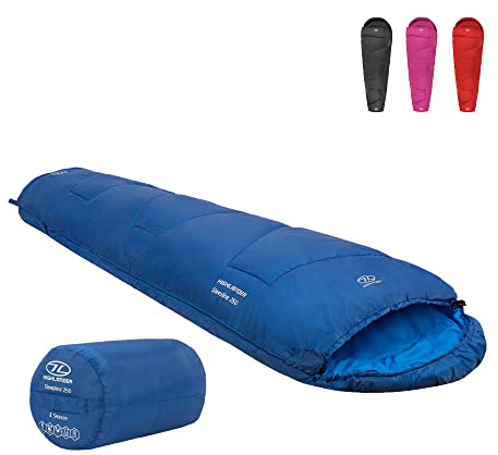 Highlander Sleepline 2 Season Lightweight Adults Mummy Sleeping Bag 250gsm - Suitable for British Spring & Summer – Great for Backpacking, Hiking, Festivals, Caravans, and Camping