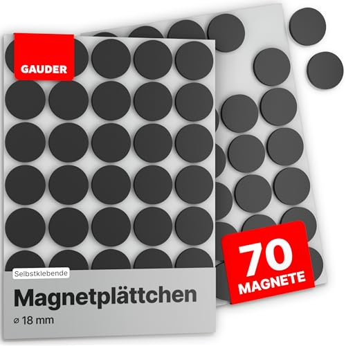 GAUDER Magnetplättchen selbstklebend (⌀ 18 mm) | Selbstklebende Magnete | Klebemagnete für Fotos & mehr | Magnetpunkte selbstklebend