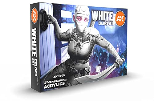 White Colours Set - AK Interactive Acrylic 3g Paints- AK11609