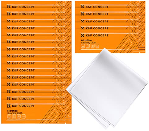K&F Concept Microfiber Cleaning Cloths - 20 Pack Lens Cleaning Cloth for Cleaning Camera Lenses, Glasses, Screens, Cameras, Eyeglasses, Tablets... Washable