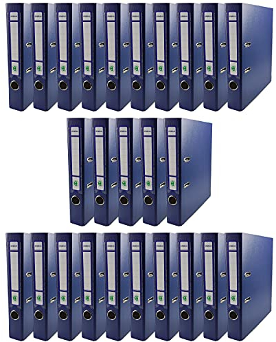 Netuno 25x Ring-Buch Dunkelblau DIN A4 Ekobox 2-Ring-Mechanik 5cm Ringmappe a4 schmaler Aktenordner a4 schmal Aktenordner dünn Kunststoffordner einfarbig Ordner Dokumente Ringbuch Ordner Schulordner
