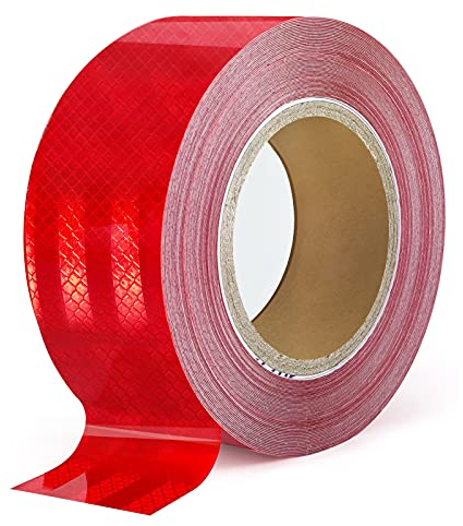 XFXIA Ruban adhésif réfléchissant Rouge 10 m x 5 cm - Étanche - Bande réfléchissante autocollante d'avertissement pour véhicules, Voitures, remorques, Bateaux