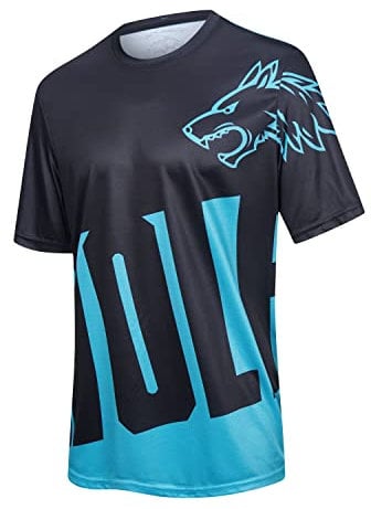 Wisdom Wolf Herren Kurzarm MTB Shirt Leicht Atmungsaktiv Sport Fitnessstudio Radtrikot