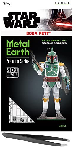 Metal Earth Fascinations Premium Series Star Wars Boba Fett 3D Metall Modellbausatz Bundle mit Pinzette