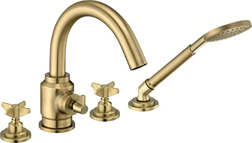Deante BQT_M14D TEMISTO Wasserhahn, 4 Löcher, mit Duschset, Messing