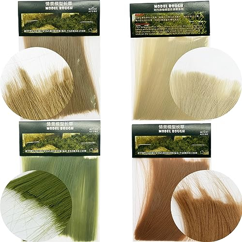 Cayway 4 Packung Static Grass Tuft Lang Statische Grass Statische Grasbüschel, Scenics Gras Grasbüschel für Miniatur Tabletop Spiele Modelleisenbahn