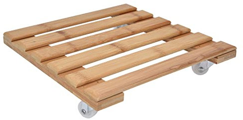 Pflanzenroller-Untergestell, Quadratisch, mit 360° Abnehmbarem Lenkrad, für Blumentöpfe, 25 X 25 Cm, Pflanzen-Roller, Blumenständer, Holz, Fahrbar, Mobiler Blumentopf für Schwere Pflanzen, Outdoor, In