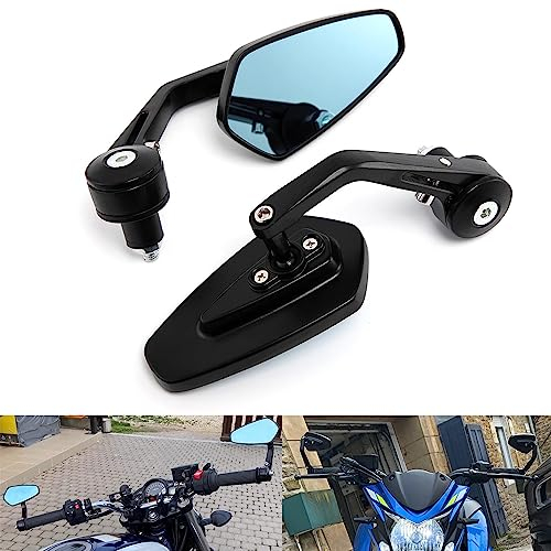 AULESSE CNC Motorrad Lenkerendenspiegel Universal 7/8 22 mm HD Blendfreier Universal Motorrad Rückspiegel für Motorrad Straßenrad Cruiser Roller Suzuki Yam-ah-a Seitenspiegel Lenkerspiegel