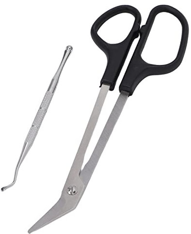 KIMISS Toenail Scissors Long, Ergonomic Unique Design Coupe Ongle Pied Handled Clippers with Nail Picker for Adults The Elderly