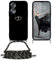 EuoDuo Compatible avec Honor 70 Coque Cordon Tour de Cou Telephone Portable Réglable Collier Étui Silicone TPU Noir Motifs Cover Protection Complète - Cœur d'amour
