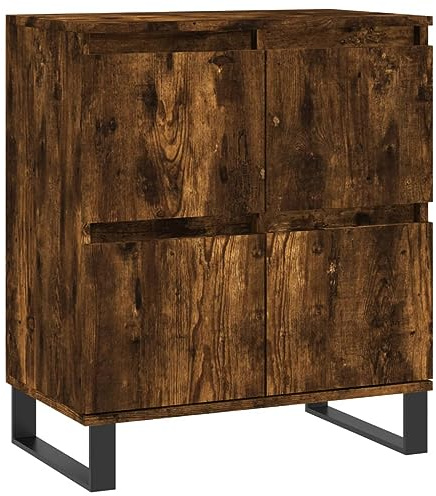 vidaXL Sideboard, Kommode mit viel Stauraum, Mehrzweckschrank Anrichte für Wohnzimmer, Schrank Beistellschrank Eisenbeine, Räuchereiche Holzwerkstoff