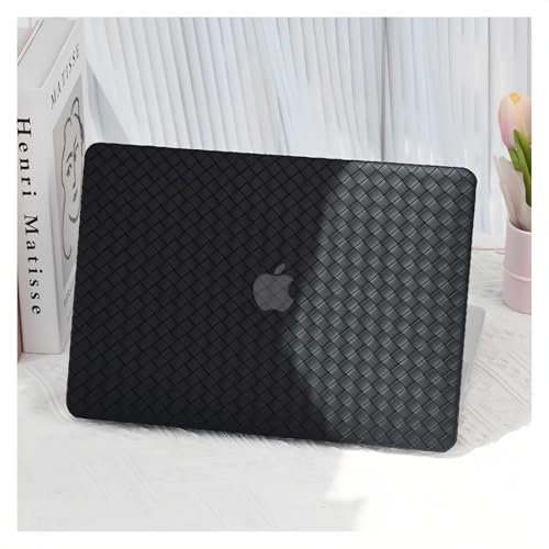 BYCeKe Compatible with MacBook Air 13 inch Case 2021 M1 A2337 A2179 A1932 with Touch ID, Woven Leather Hard Shell Case + Keyboard Cover for MacBook Air 13 inch 2020, Black