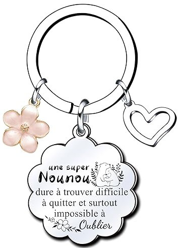 Lumengqi Porte clés Nounou Cadeau Nounou Porte-clefs Nounou Cadeau Anniversaire porte-clés Nounou Porte clé Nounours Personnalisé Cadeau Nounou Original Cadeau Nounou Merci (1)