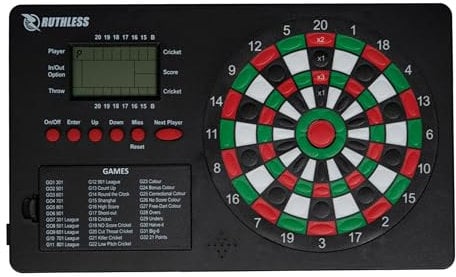 Ruthless TopScore Elektronischer Dartscorer | Digitales Dartscheibensystem für bis zu 8 Spieler, 32 Spiele, 590 Variationen (SC037)