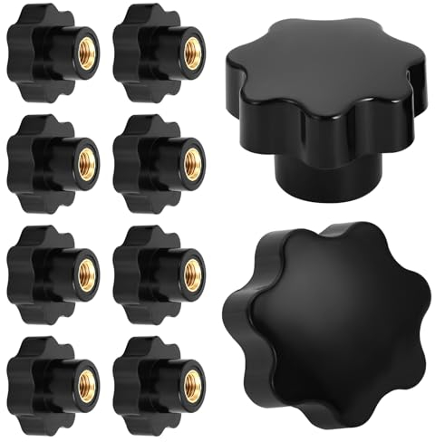 Knpwer 10 Stk M10 Sterngriffmutter,Sterngriff, Schwarz Kunststoff Griffmuttern,Innengewinde Klemmknopf